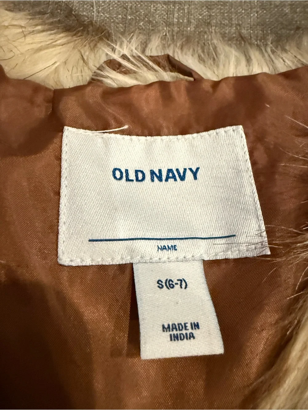 Old Navy Faux Fur Vest in Tan and Cream